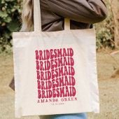 Magenta roze Retro Boho Persoonlijk Bachelorette Tote Bag
