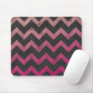 Magenta roze rode ombre donkergrijze chevron patro muismat