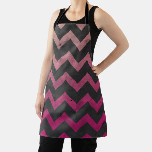 Magenta roze rode ombre donkergrijze chevron patro schort