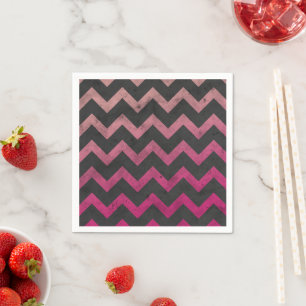 Magenta roze rode ombre donkergrijze chevron patro servet