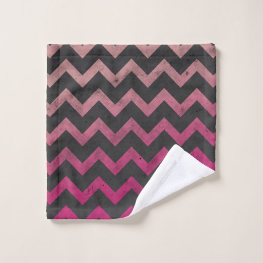 Magenta roze rood ombre donkergrijs chevron patroo bad handdoek (Wasdoekje)