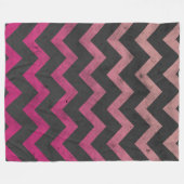 Magenta roze rood ombre donkergrijs chevron patroo fleece deken (Voorkant (Horizontaal))