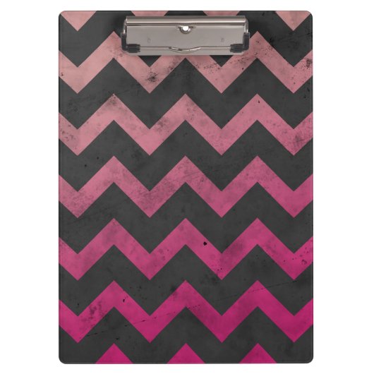 Magenta roze rood ombre donkergrijs chevron patroo klembord (Voorkant)