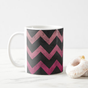 Magenta roze rood ombre donkergrijs chevron patroo koffiemok