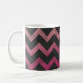 Magenta roze rood ombre donkergrijs chevron patroo koffiemok (Links)