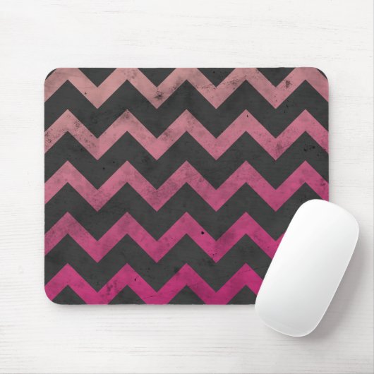 Magenta roze rood ombre donkergrijs chevron patroo muismat (Met muis)
