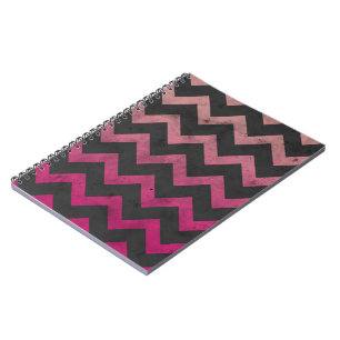 Magenta roze rood ombre donkergrijs chevron patroo notitieboek