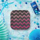 Magenta roze rood ombre donkergrijs chevron patroo papieren bordje (Feest)