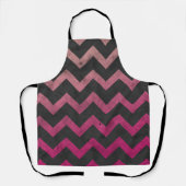 Magenta roze rood ombre donkergrijs chevron patroo schort (Voorkant)