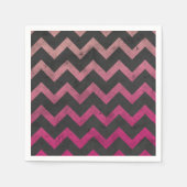 Magenta roze rood ombre donkergrijs chevron patroo servet (Voorkant)