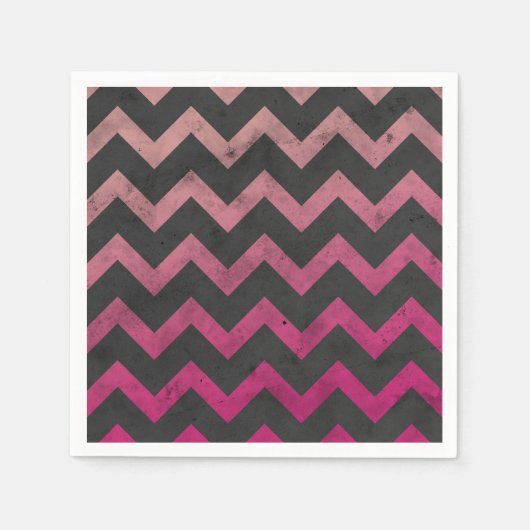 Magenta roze rood ombre donkergrijs chevron patroo servet (Voorkant)