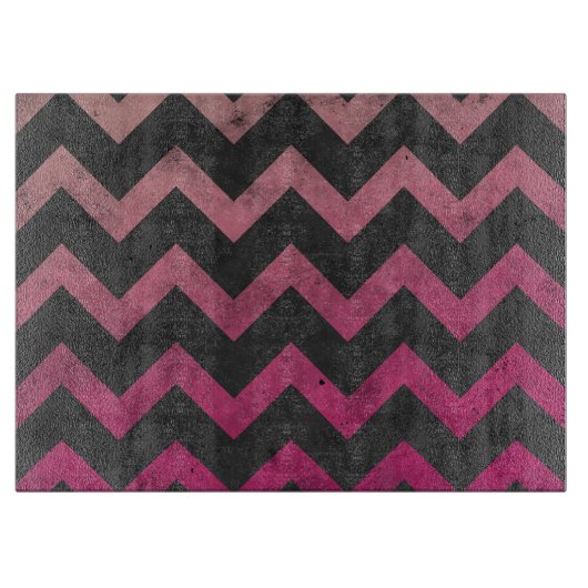 Magenta roze rood ombre donkergrijs chevron patroo snijplank (Voorkant)