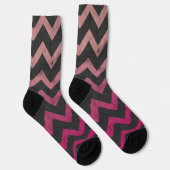Magenta roze rood ombre donkergrijs chevron patroo sokken (Rechts)
