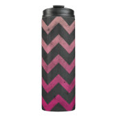 Magenta roze rood ombre donkergrijs chevron patroo thermosbeker (Voorkant)