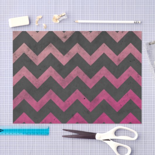 Magenta roze rood ombre donkergrijs chevron patroo tissuepapier (Craft)