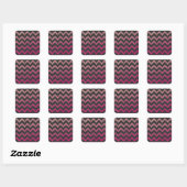 Magenta roze rood ombre donkergrijs chevron patroo vierkante sticker (Vel)