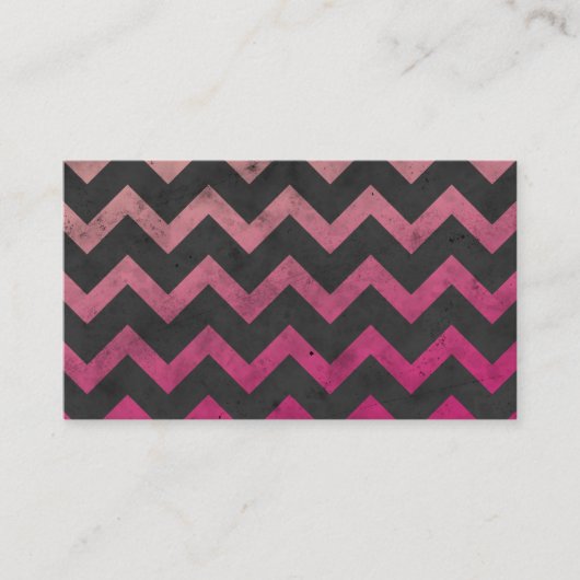 Magenta roze rood ombre donkergrijs chevron patroo visitekaartje (Voorkant)