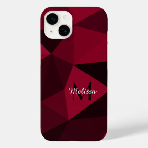 Magenta roze rood zwart geometrie patroon Monogram Case-Mate iPhone 14 Hoesje