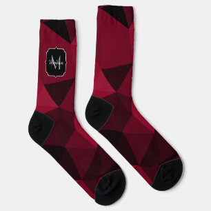 Magenta roze rood zwart geometrie patroon Monogram Sokken