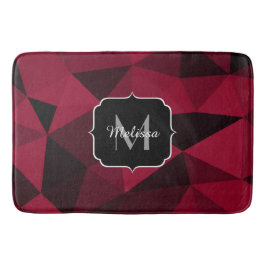 Magenta roze rood zwart geometriepatroon Monogram Badmat