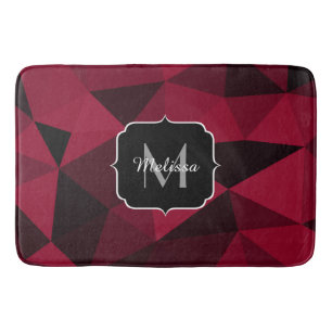 Magenta roze rood zwart geometriepatroon Monogram Badmat