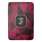 Magenta roze rood zwart geometriepatroon Monogram Badmat (Voorkant Verticaal)
