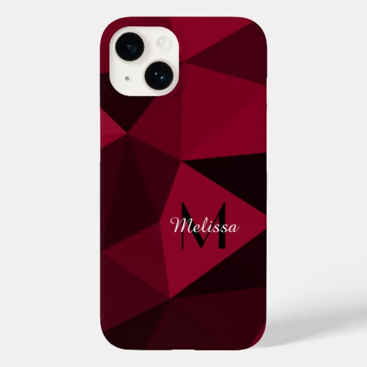 Magenta roze rood zwart geometriepatroon Monogram Case-Mate iPhone Case (Achterkant)
