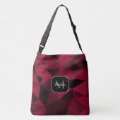 Magenta roze rood zwart geometriepatroon Monogram Crossbody Tas (Achterkant)