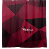 Magenta roze rood zwart geometriepatroon Monogram Douchegordijn (Voorkant)