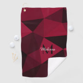 Magenta roze rood zwart geometriepatroon Monogram Golfhanddoek (Insitu)