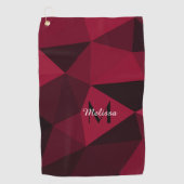 Magenta roze rood zwart geometriepatroon Monogram Golfhanddoek (Voorkant)