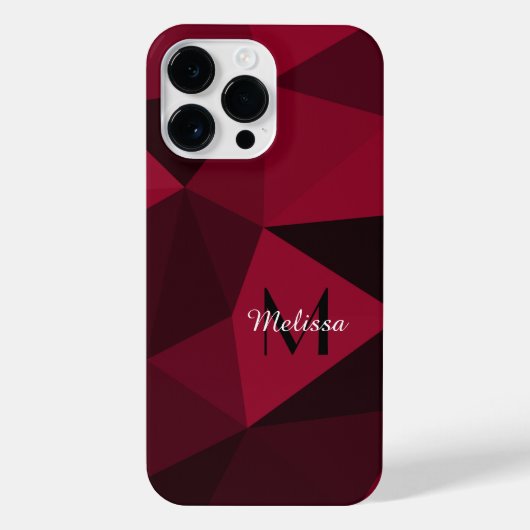 Magenta roze rood zwart geometriepatroon Monogram iPhone Hoesje (Achterkant)