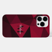 Magenta roze rood zwart geometriepatroon Monogram iPhone Hoesje (Achterkant horizontaal)