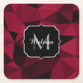 Magenta roze rood zwart geometriepatroon Monogram Kartonnen Onderzetters (Voorkant)