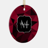 Magenta roze rood zwart geometriepatroon Monogram Keramisch Ornament (Rechts)
