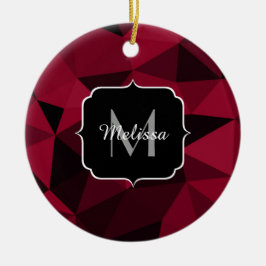 Magenta roze rood zwart geometriepatroon Monogram Keramisch Ornament