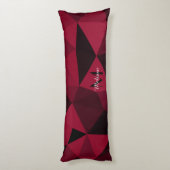 Magenta roze rood zwart geometriepatroon Monogram Lichaamskussen (Achterkant (Verticaal))