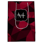 Magenta roze rood zwart geometriepatroon Monogram Medium Cadeauzakje (Achterkant)