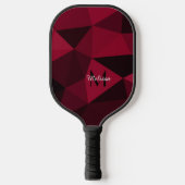 Magenta roze rood zwart geometriepatroon Monogram Pickleball Paddle (Voorkant)