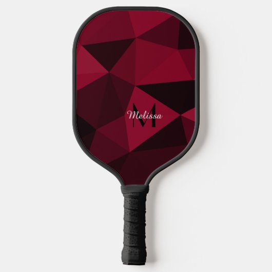 Magenta roze rood zwart geometriepatroon Monogram Pickleball Paddle (Achterkant)