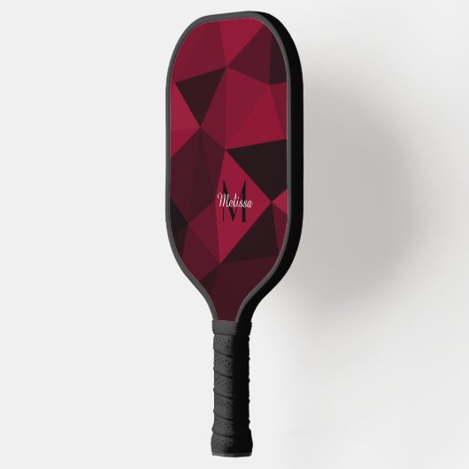 Magenta roze rood zwart geometriepatroon Monogram Pickleball Paddle (Links)