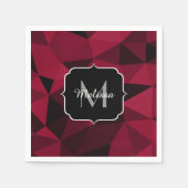 Magenta roze rood zwart geometriepatroon Monogram Servet (Voorkant)