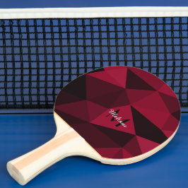 Magenta roze rood zwart geometriepatroon Monogram Tafeltennisbatje