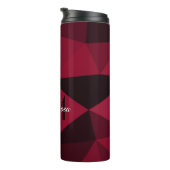 Magenta roze rood zwart geometriepatroon Monogram Thermosbeker (Geroteerd rechts)