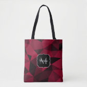 Magenta roze rood zwart geometriepatroon Monogram Tote Bag (Voorkant)