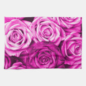 Magenta roze rozen bloemkool Theedoek (Horizontaal)