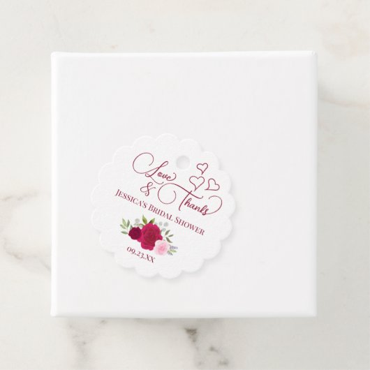 Magenta & Roze Rozen Liefde & Dank Bruidsfeest Bedankjes Labels (In situ)