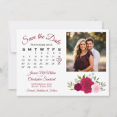 Magenta & Roze Rozen Trouwkalender & Foto Save The Date (Voorkant)