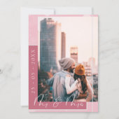 Magenta Roze Script Foto Save the Date Kaart (Voorkant)