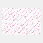 Magenta roze script kalligrafie namen bruiloft inpakpapier vel (Voorkant)